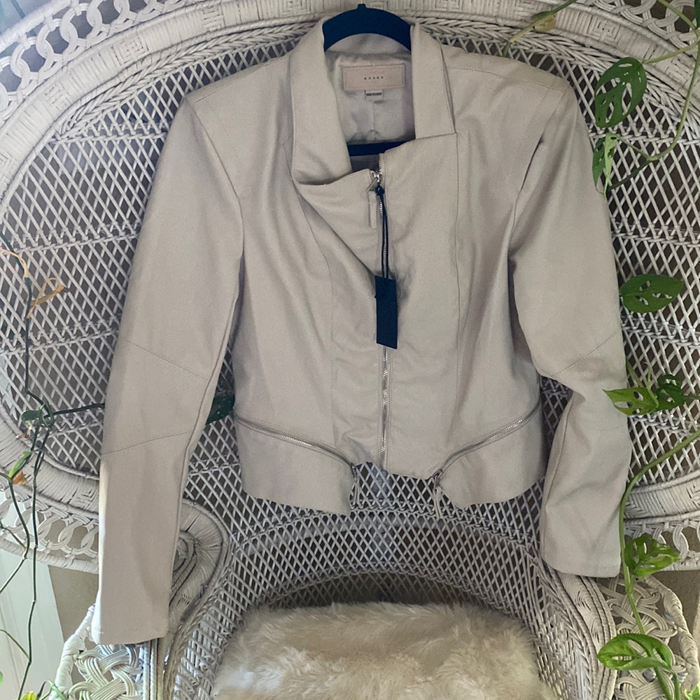 Blank NYC Light Tan or Cream Faux Leather Jacket NWT